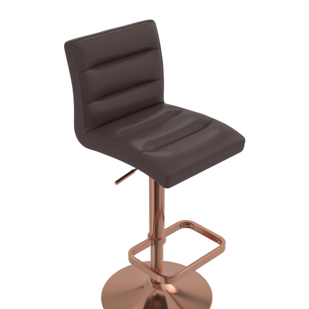 Faux Leather Bar Stool With Rose Gold Base - Dunley