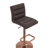 Faux Leather Bar Stool With Rose Gold Base - Dunley