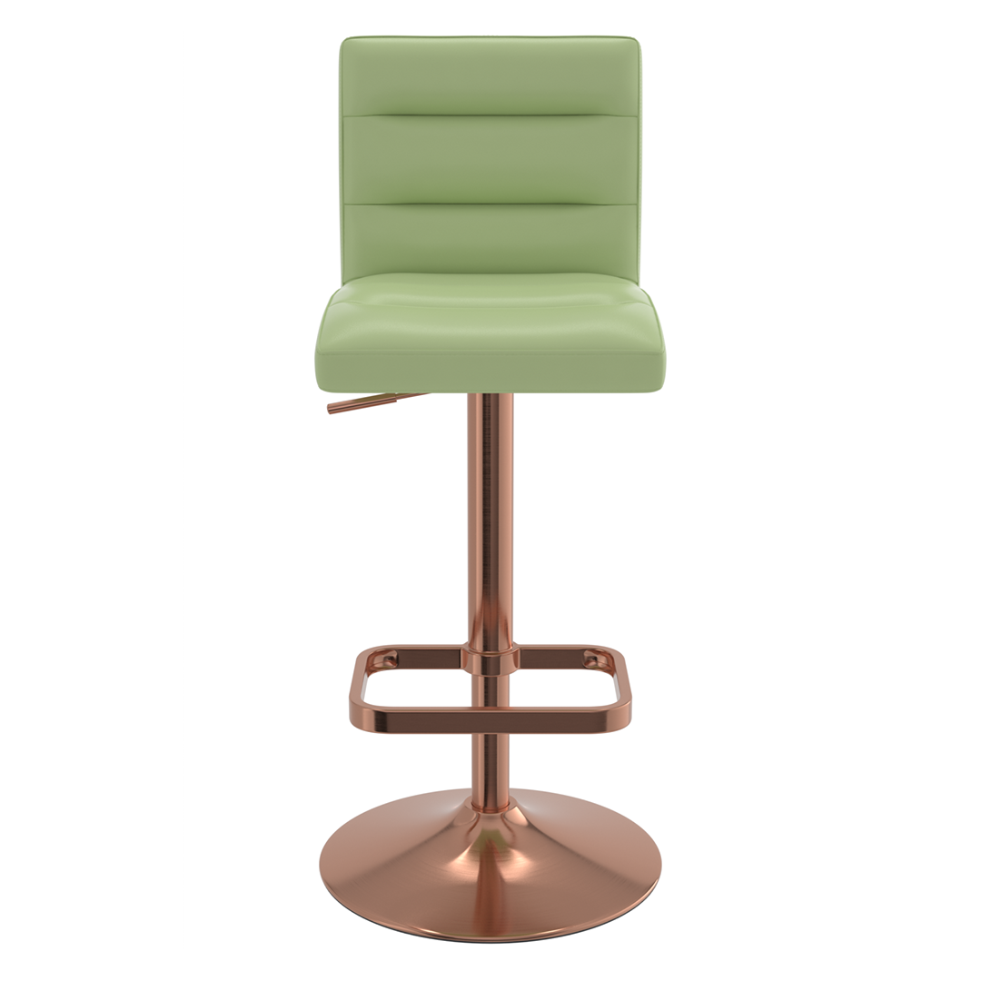 Faux Leather Bar Stool With Rose Gold Base - Dunley