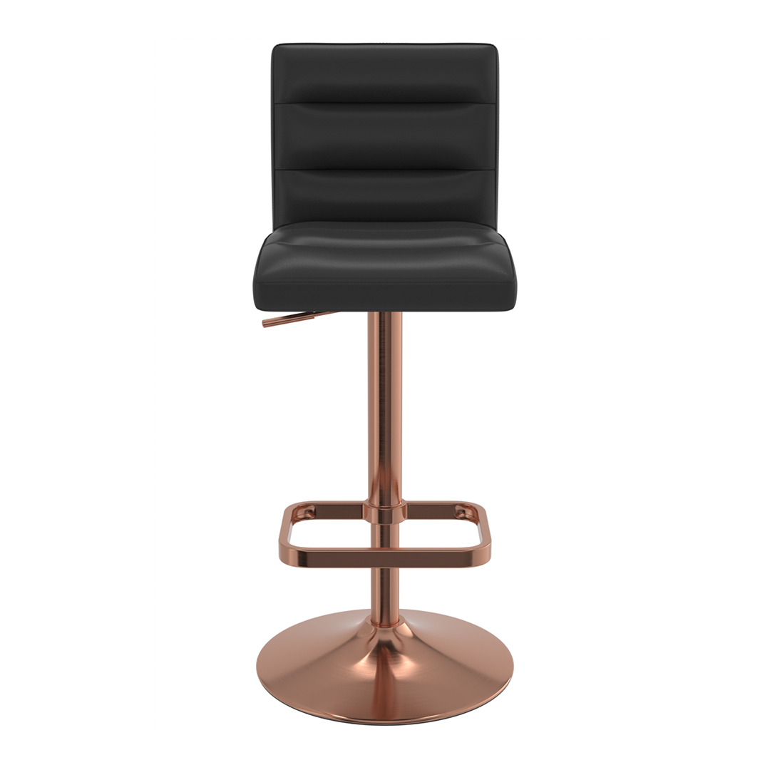 Faux Leather Bar Stool With Rose Gold Base - Dunley