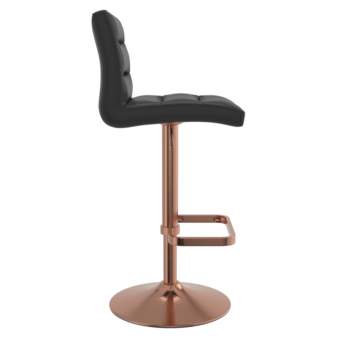 Faux Leather Bar Stool With Rose Gold Base - Dunley