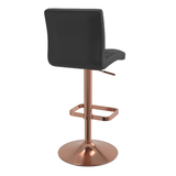 Faux Leather Bar Stool With Rose Gold Base - Dunley
