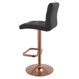 Faux Leather Bar Stool With Rose Gold Base - Dunley
