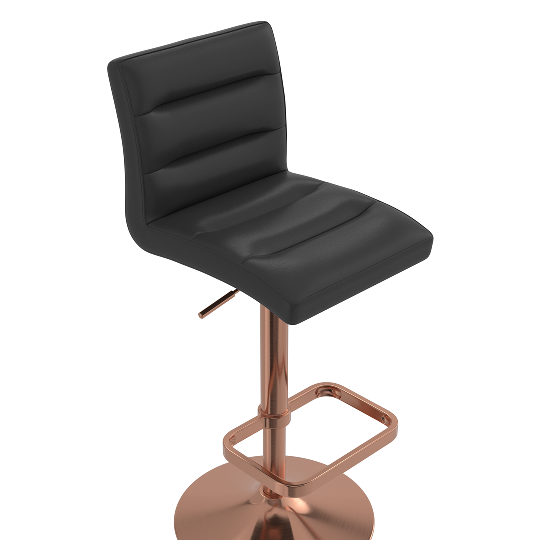 Faux Leather Bar Stool With Rose Gold Base - Dunley