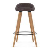 Faux Leather Bar Stool With Tapered Wooden Legs - Selhurst