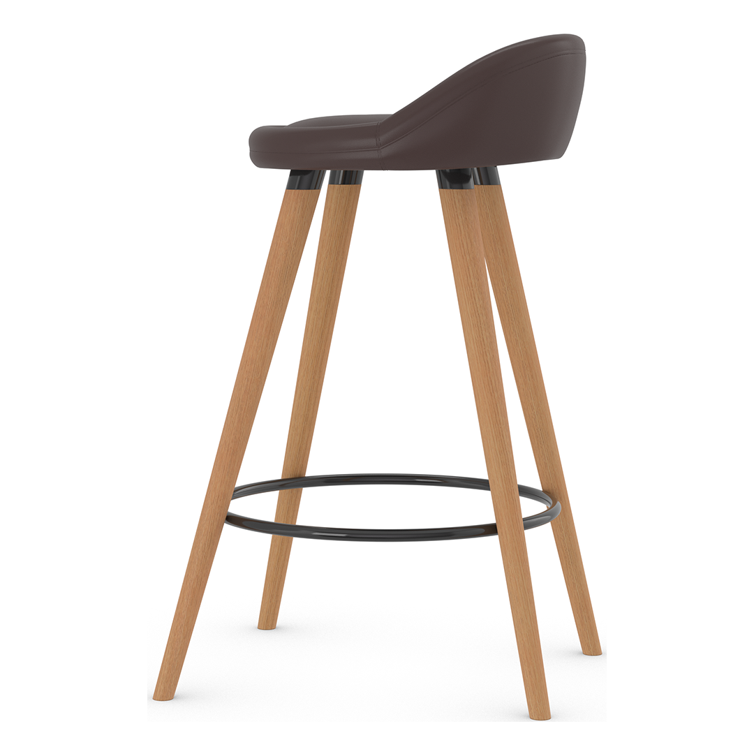 Faux Leather Bar Stool With Tapered Wooden Legs - Selhurst