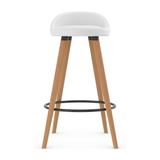 Faux Leather Bar Stool With Tapered Wooden Legs - Selhurst