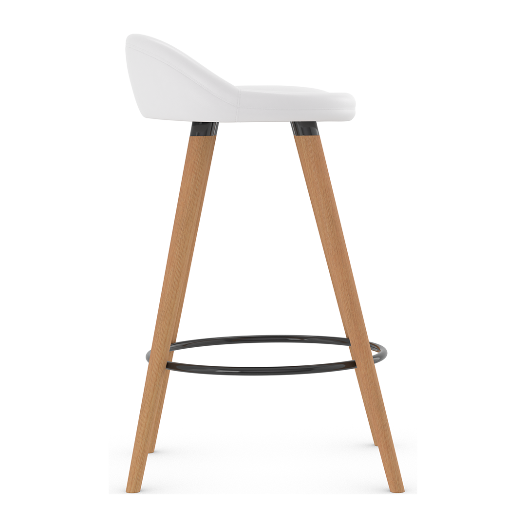 Faux Leather Bar Stool With Tapered Wooden Legs - Selhurst