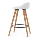 Faux Leather Bar Stool With Tapered Wooden Legs - Selhurst