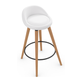 Faux Leather Bar Stool With Tapered Wooden Legs - Selhurst
