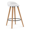 Faux Leather Bar Stool With Tapered Wooden Legs - Selhurst