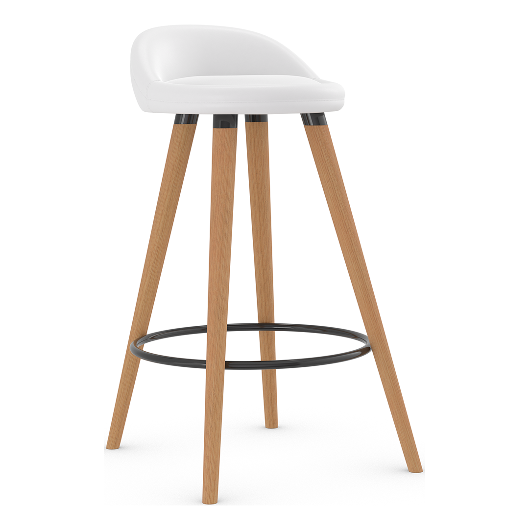 Faux Leather Bar Stool With Tapered Wooden Legs - Selhurst