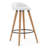 Faux Leather Bar Stool With Tapered Wooden Legs - Selhurst