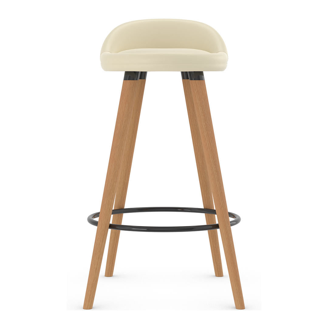 Faux Leather Bar Stool With Tapered Wooden Legs - Selhurst