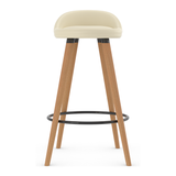 Faux Leather Bar Stool With Tapered Wooden Legs - Selhurst