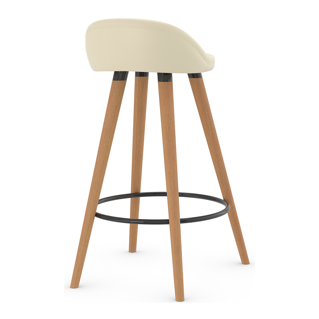 Faux Leather Bar Stool With Tapered Wooden Legs - Selhurst