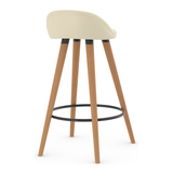 Faux Leather Bar Stool With Tapered Wooden Legs - Selhurst