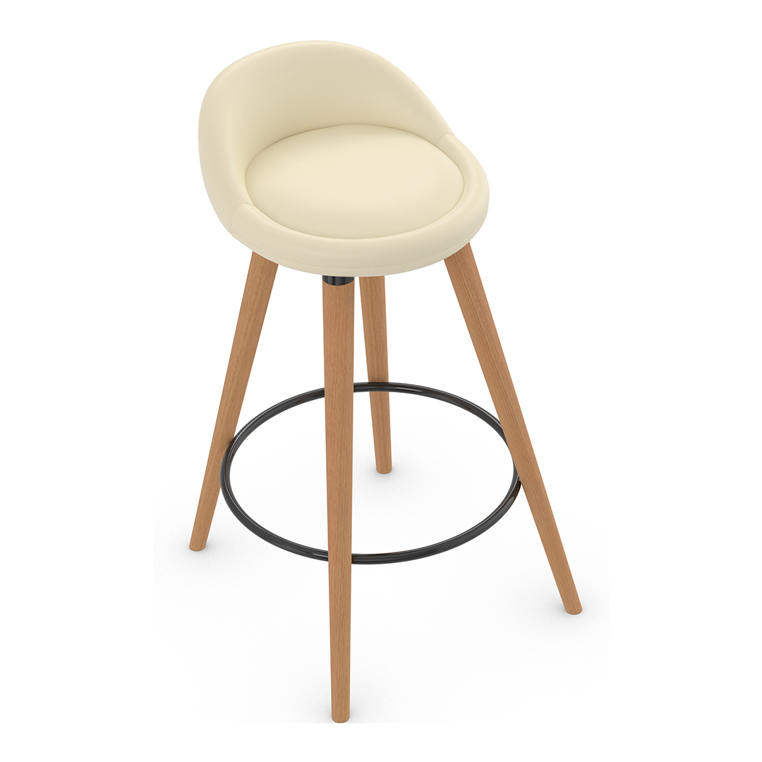 Faux Leather Bar Stool With Tapered Wooden Legs - Selhurst