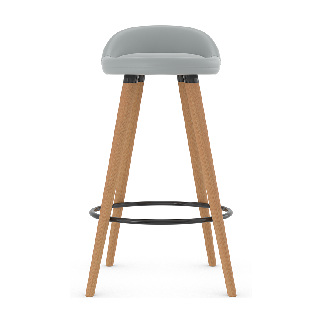 Faux Leather Bar Stool With Tapered Wooden Legs - Selhurst