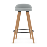 Faux Leather Bar Stool With Tapered Wooden Legs - Selhurst