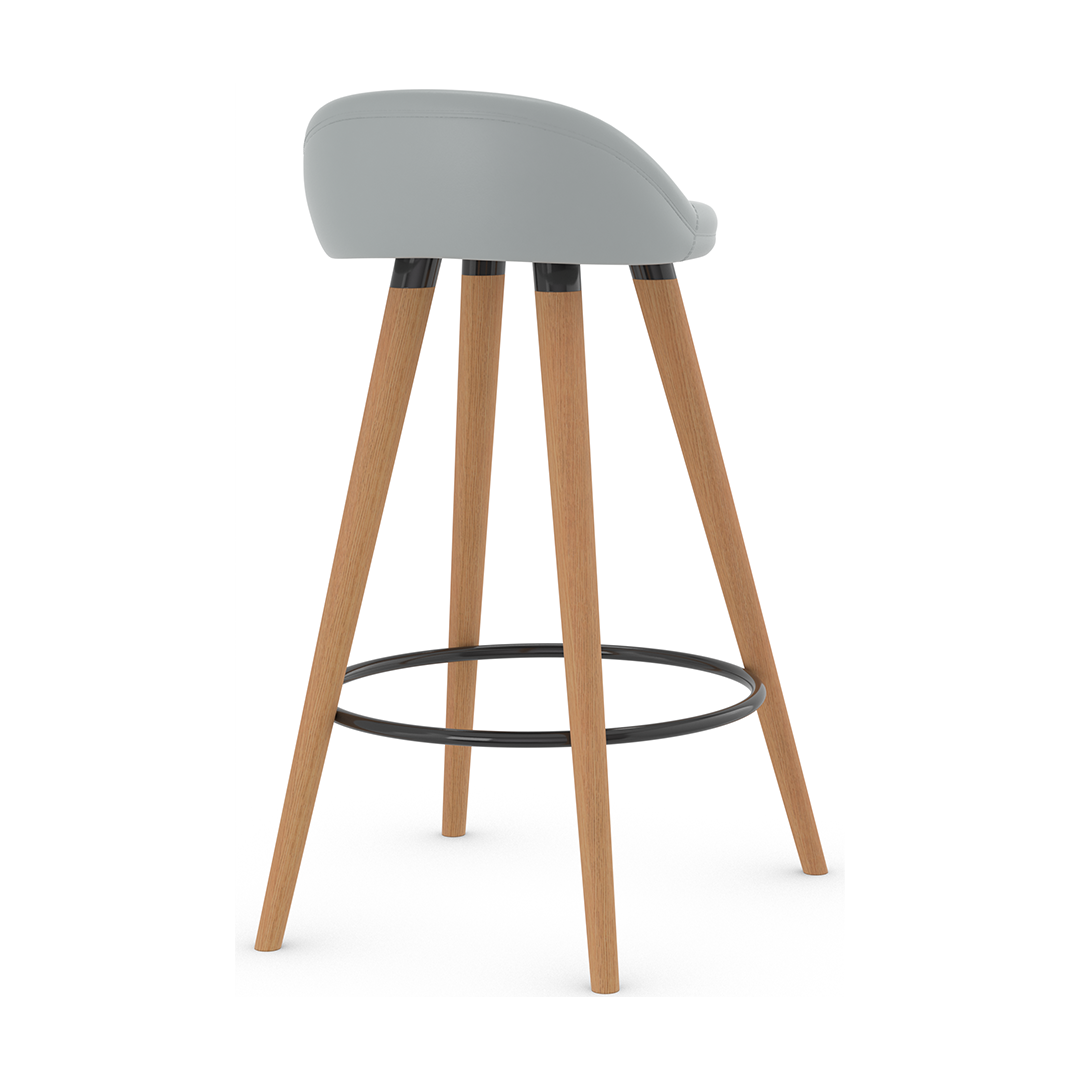 Faux Leather Bar Stool With Tapered Wooden Legs - Selhurst