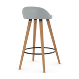 Faux Leather Bar Stool With Tapered Wooden Legs - Selhurst