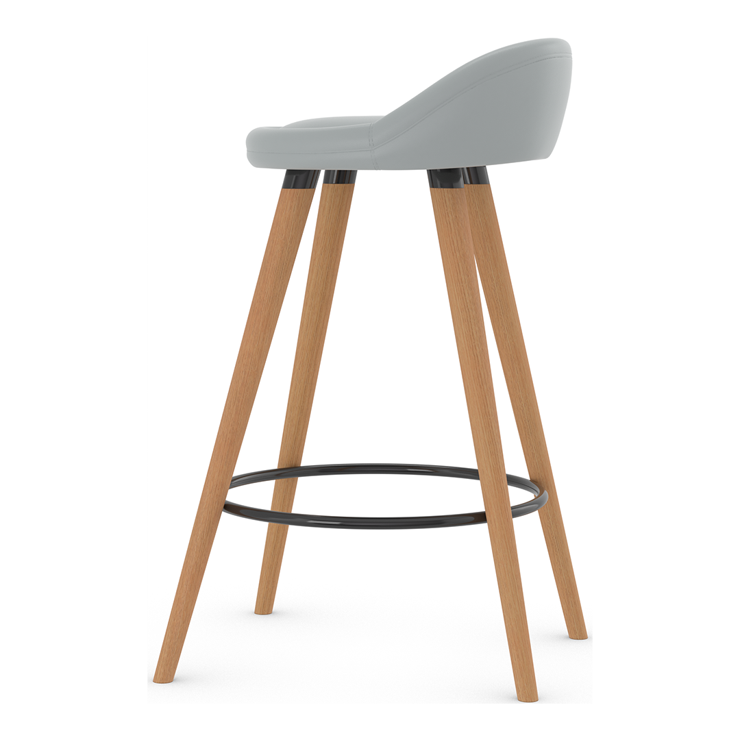 Faux Leather Bar Stool With Tapered Wooden Legs - Selhurst