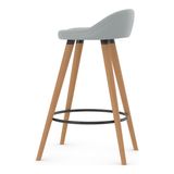 Faux Leather Bar Stool With Tapered Wooden Legs - Selhurst