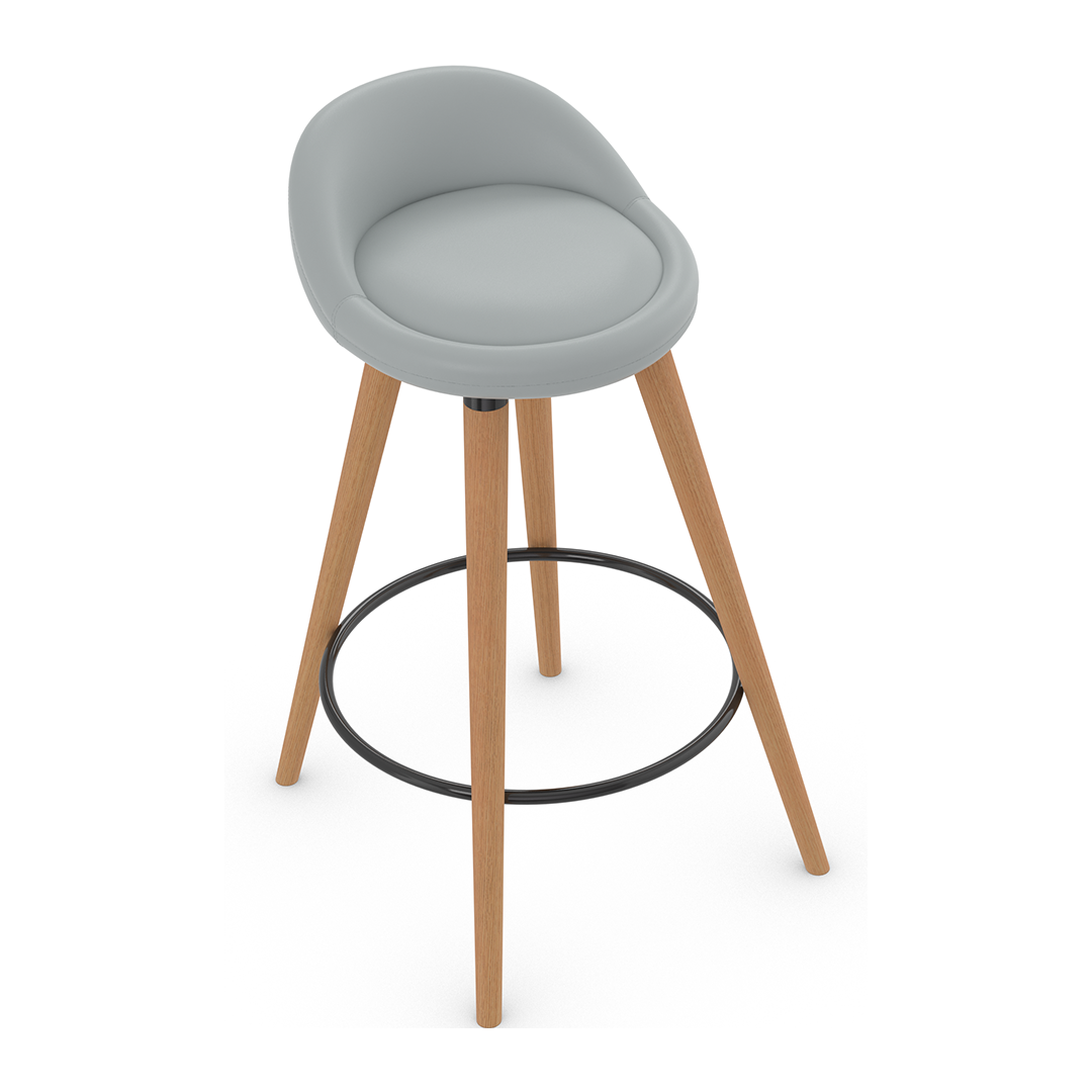 Faux Leather Bar Stool With Tapered Wooden Legs - Selhurst