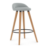 Faux Leather Bar Stool With Tapered Wooden Legs - Selhurst