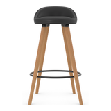Faux Leather Bar Stool With Tapered Wooden Legs - Selhurst