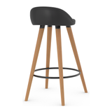 Faux Leather Bar Stool With Tapered Wooden Legs - Selhurst