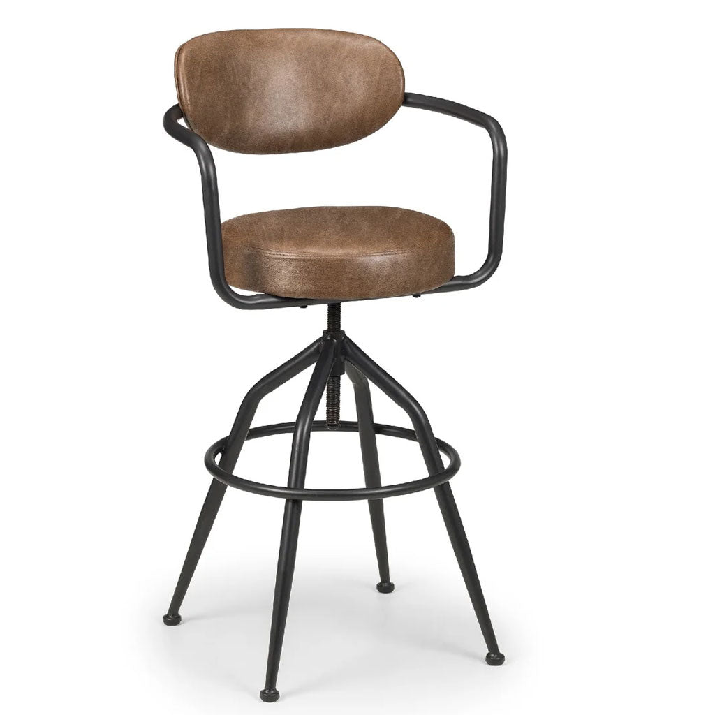 Faux Leather Bar Stool With Metal Frame - Barbican