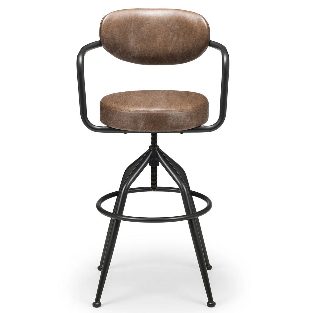 Faux Leather Bar Stool With Metal Frame - Barbican