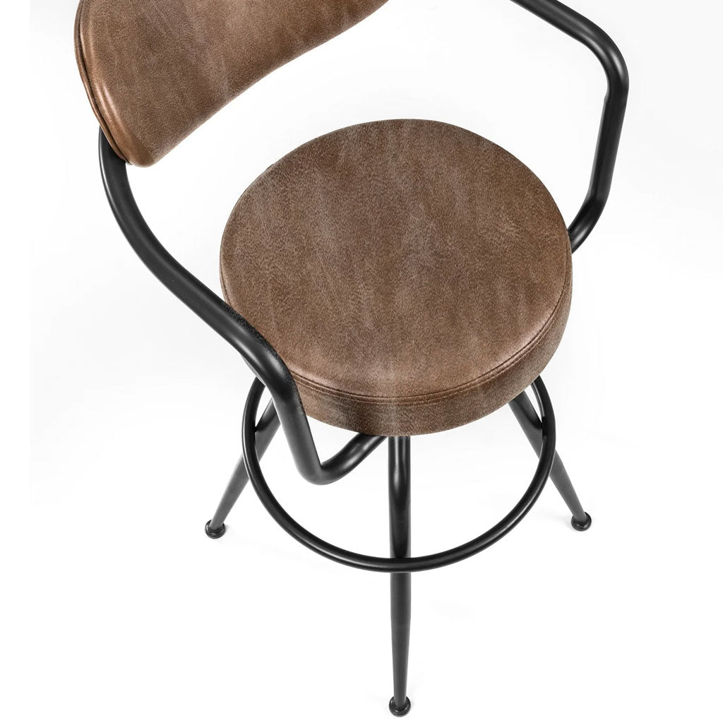 Faux Leather Bar Stool With Metal Frame - Barbican