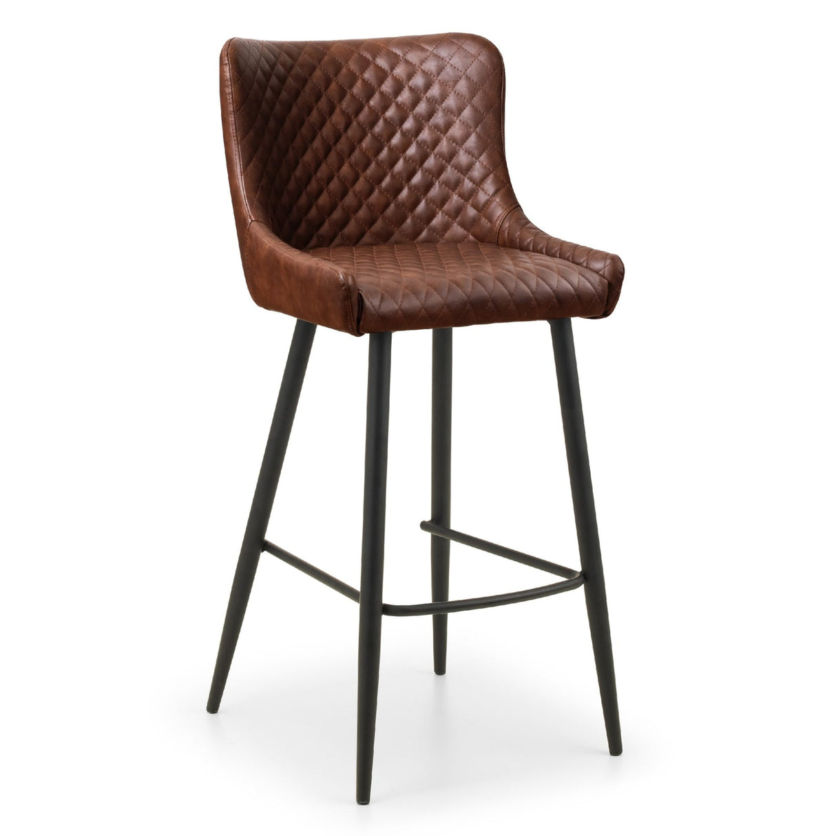 Faux Leather Bar Stool With Metal Legs - Luxe