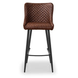 Faux Leather Bar Stool With Metal Legs - Luxe