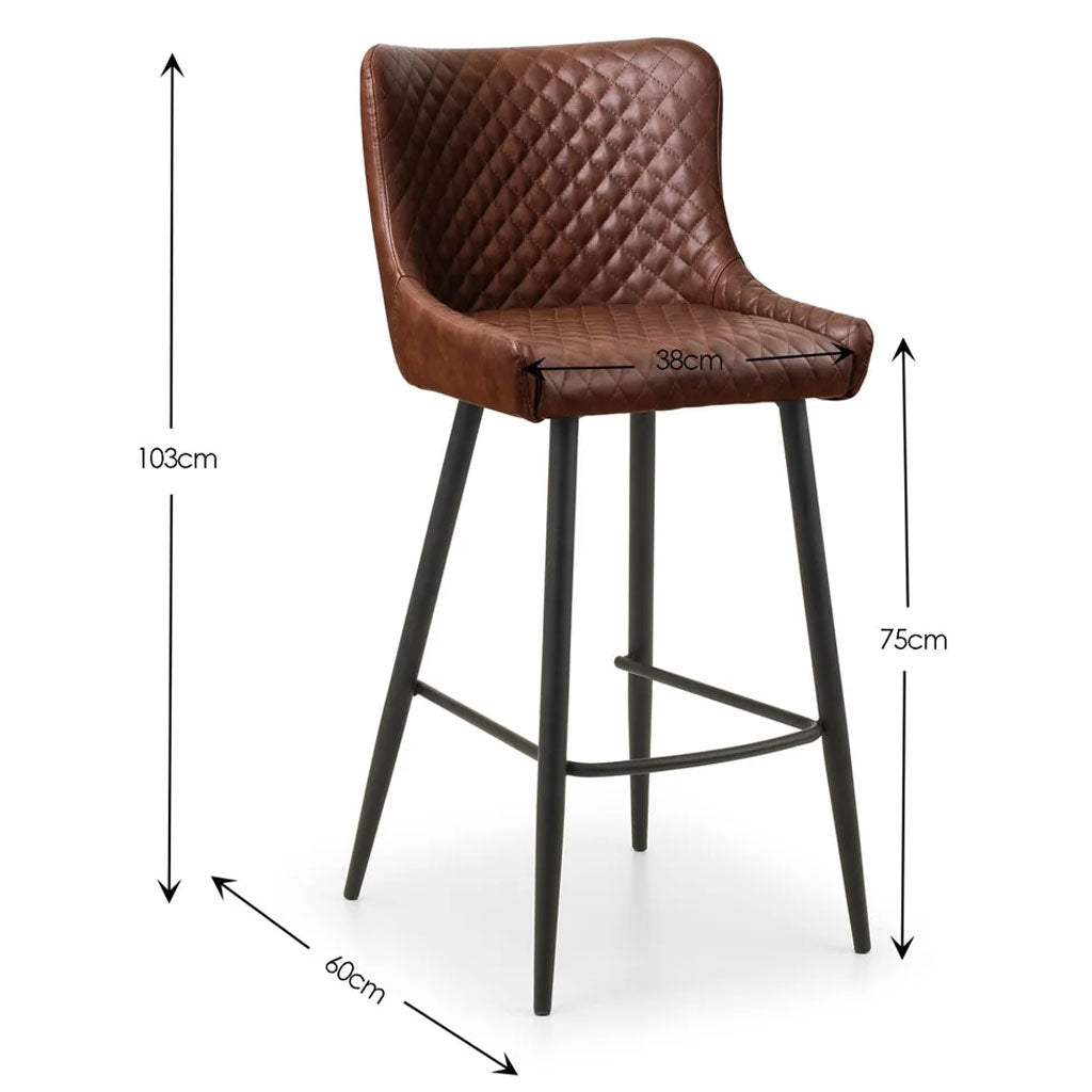 Faux Leather Bar Stool With Metal Legs - Luxe