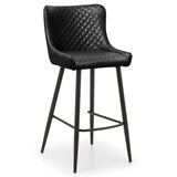 Faux Leather Bar Stool With Metal Legs - Luxe