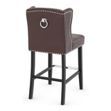 Faux Leather Bar Stool With Wooden Legs - Eardley
