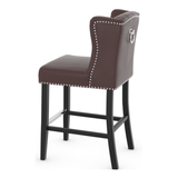 Faux Leather Bar Stool With Wooden Legs - Eardley
