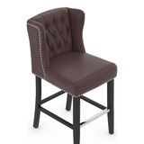 Faux Leather Bar Stool With Wooden Legs - Eardley