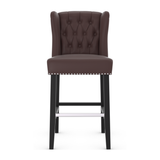 Faux Leather Bar Stool With Wooden Legs - Eardley
