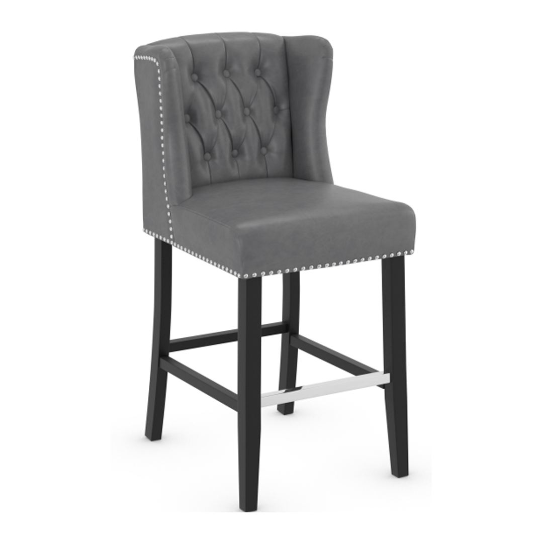 Faux Leather Bar Stool With Wooden Legs - Eardley