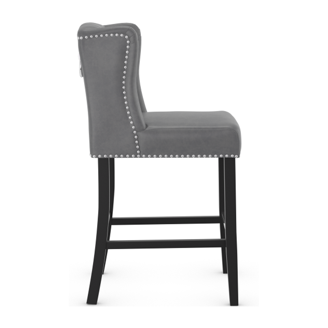 Faux Leather Bar Stool With Wooden Legs - Eardley