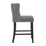 Faux Leather Bar Stool With Wooden Legs - Eardley