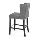 Faux Leather Bar Stool With Wooden Legs - Eardley