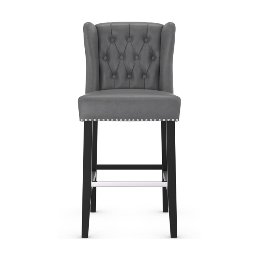 Faux Leather Bar Stool With Wooden Legs - Eardley