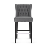 Faux Leather Bar Stool With Wooden Legs - Eardley