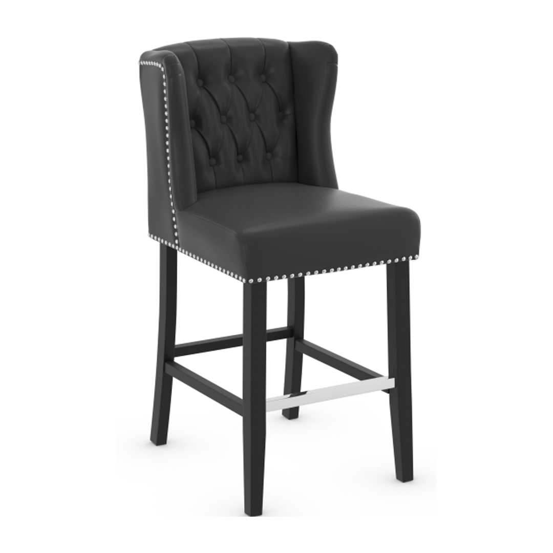 Faux Leather Bar Stool With Wooden Legs - Eardley